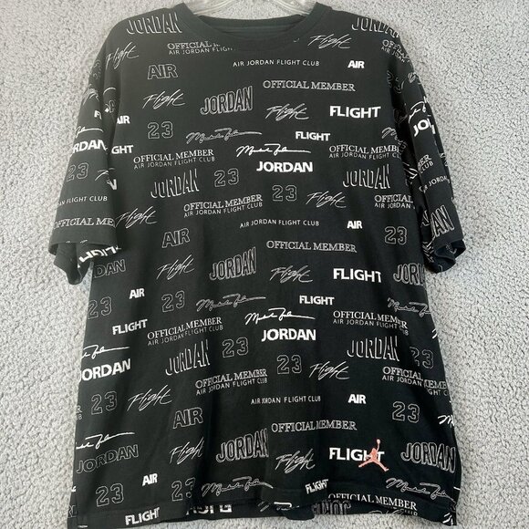 Mens Jordan Flight MVP 85 All Over Print Black T Shirt Crew Neck Size Large - Picture 1 of 6